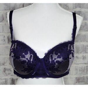 Torrid Curve‎ 40DD Push-Up Strapless Bra Padded Lined Purple Lace Multi Way